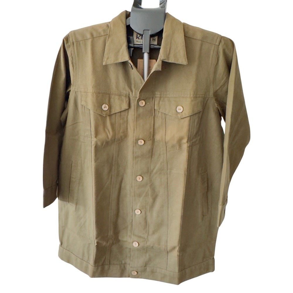Rhea Utility Shacket Jacket Olive Green Cotton Oversized Safari Button NWT S/M